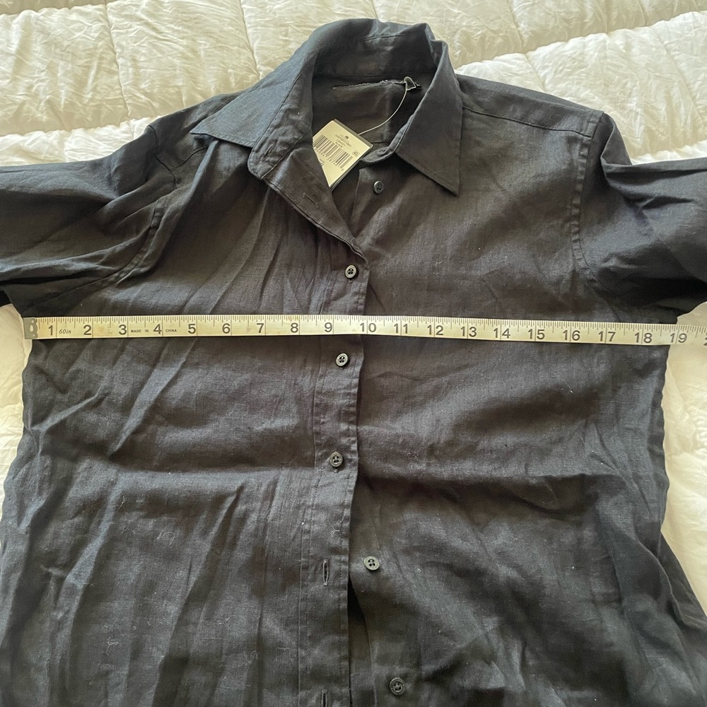 Lauren Ralph Lauren 100% Black Linen Shirt - Picture 8 of 8